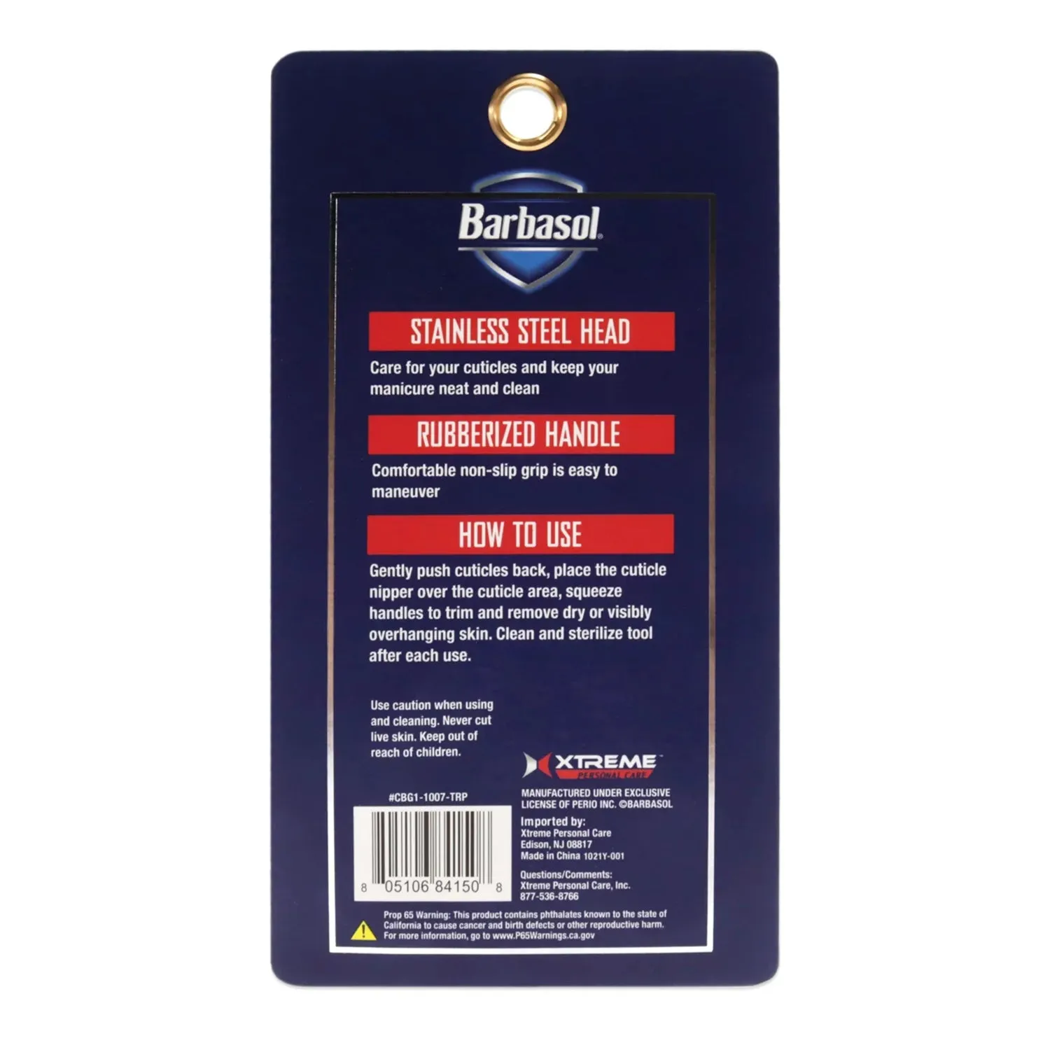 Barbasol Stainless Steel Head Non-Slip Texture Cuticle Nipper