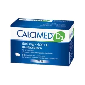 Calcium carbonate, vitamin D3, CALCIMED D3 600 mg, 400 IU chewable tablets