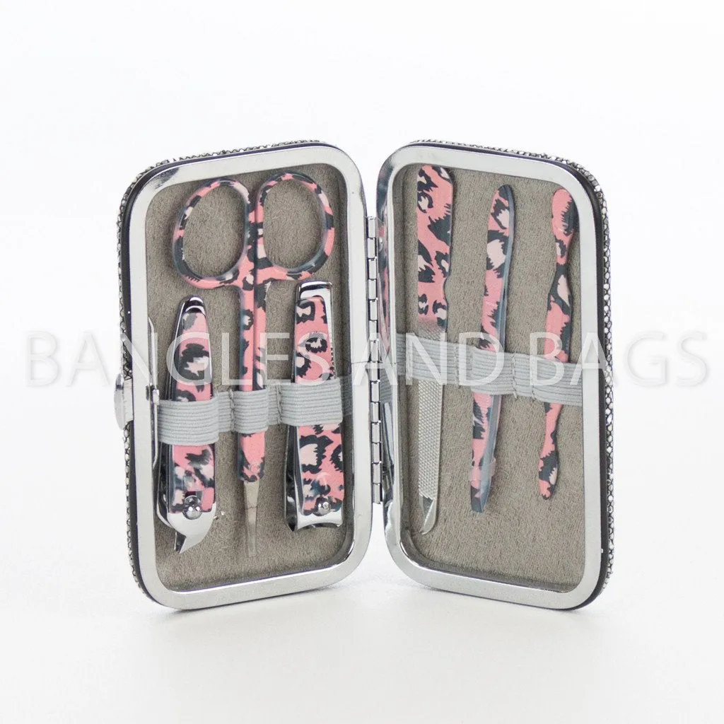 Glitter Mani & More Manicure Set - Silver / Pink Leopard