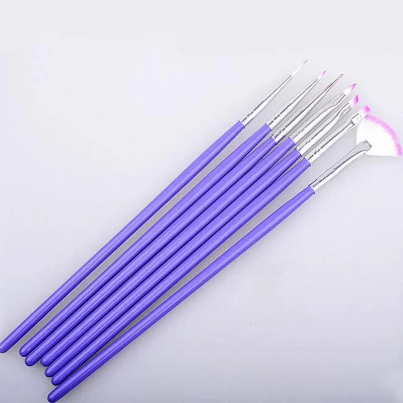 Nail Art Brush Set 7pcs - Purple