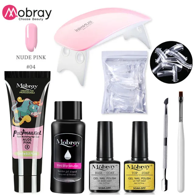 Poly Nail Gel Set 6W LED Lamp Full Manicure Set Quick Extension Nail Kit Gel Building Polygels Set For Nails Tool Kit