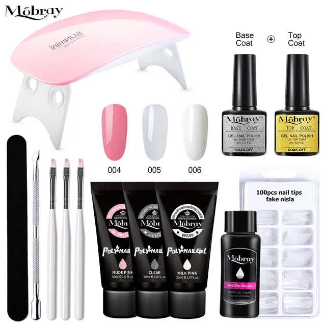 Poly Nail Gel Set 6W LED Lamp Full Manicure Set Quick Extension Nail Kit Gel Building Polygels Set For Nails Tool Kit