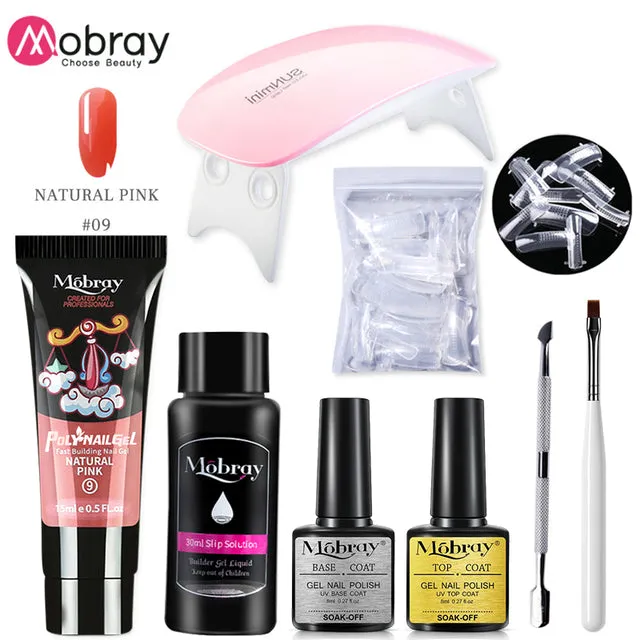 Poly Nail Gel Set 6W LED Lamp Full Manicure Set Quick Extension Nail Kit Gel Building Polygels Set For Nails Tool Kit