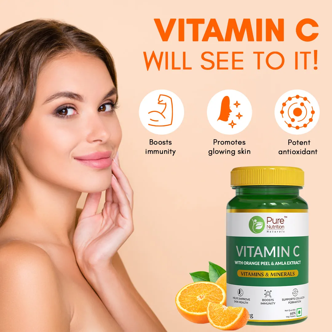 Pure Nutrition Vitamin C l Immunity & Glowing Skin - 60 Tablets