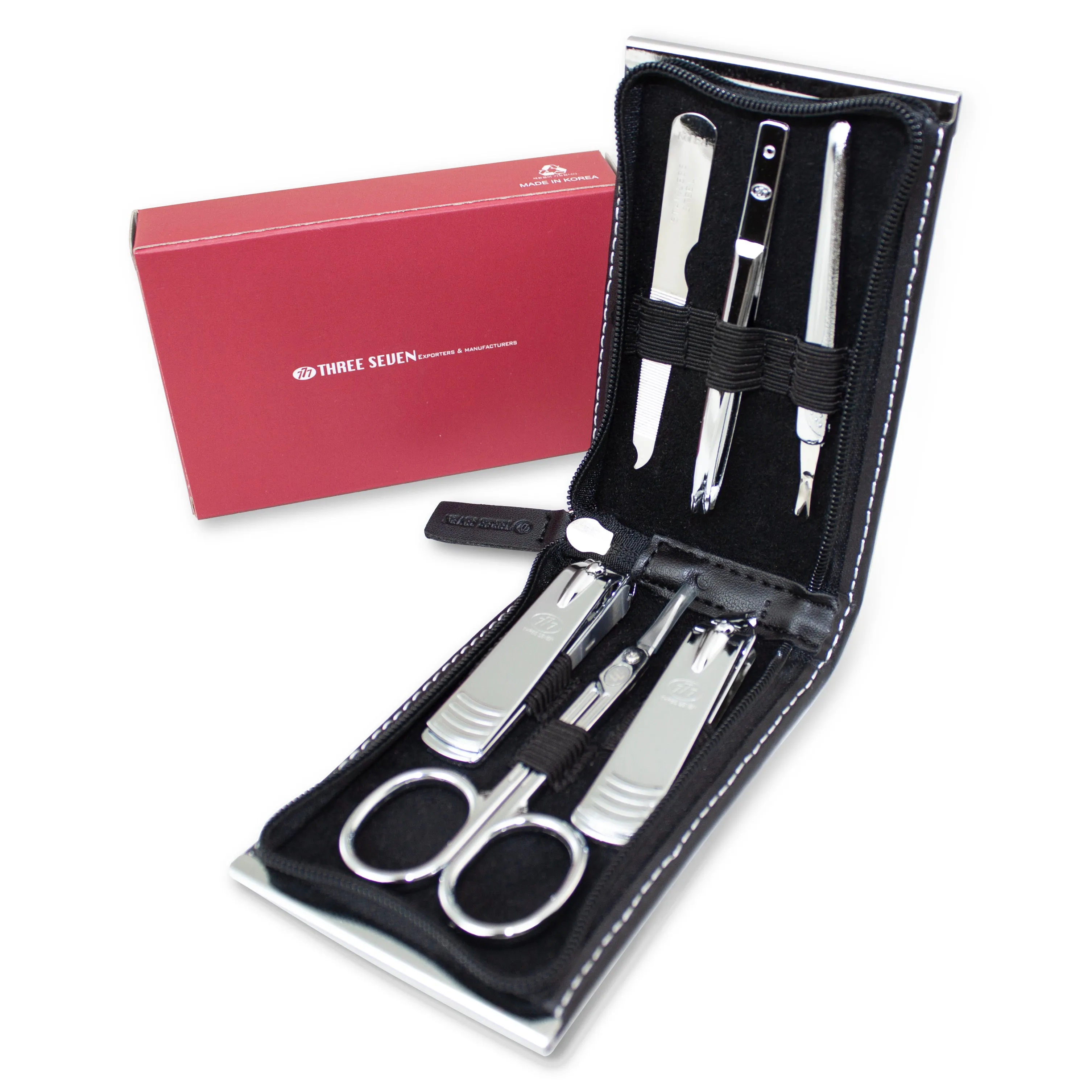 Three Seven, Nail Clipper Set Black 6pcs TS-960, MADE IN KOREA, Free shipping (Excluding HI, AK)